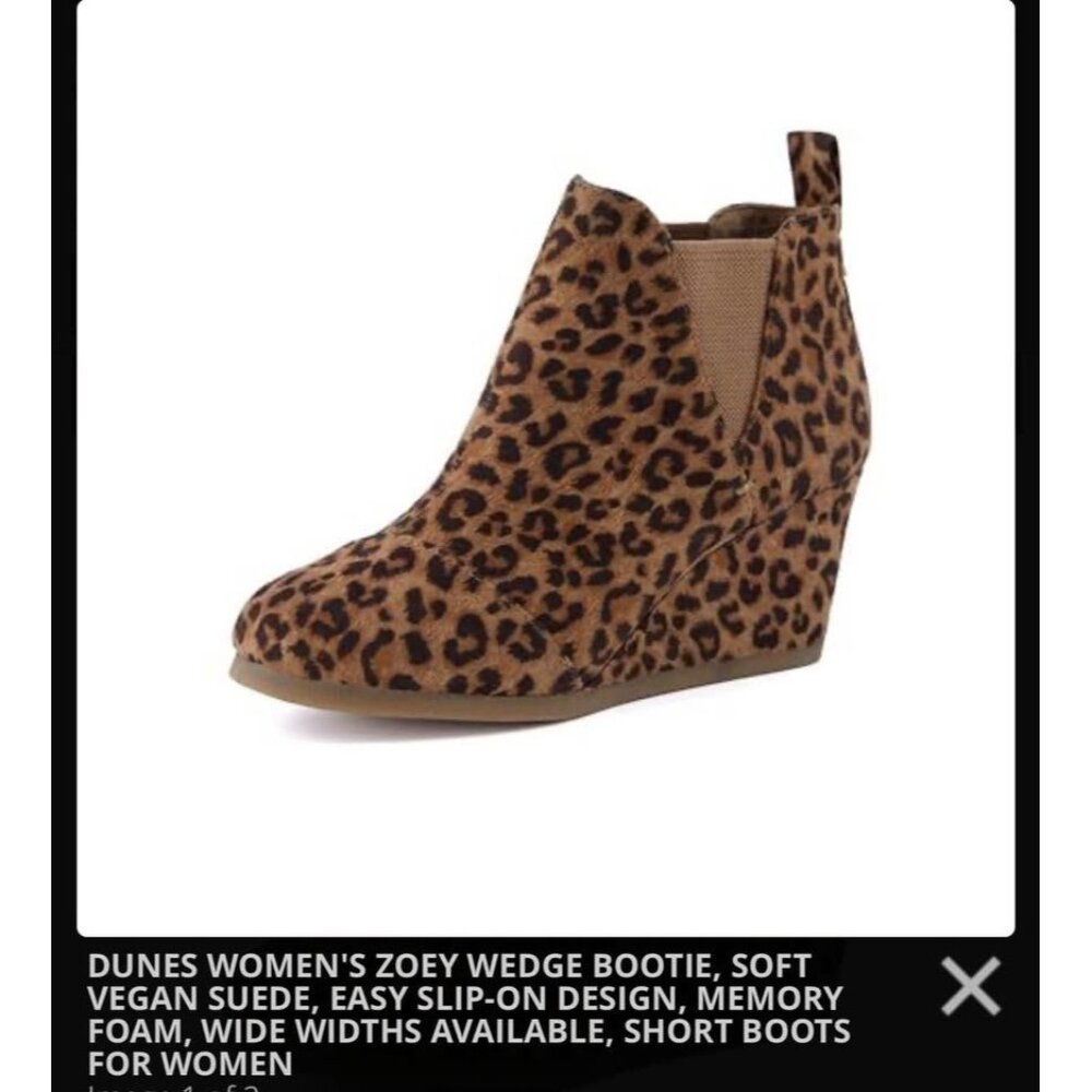 New sz 6 Dunes Women's Zoey Wedge Bootie, Vegan Suede, Slip-On, Memory Foam